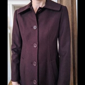 Theory wool Manning coat, size 6 plum berry
